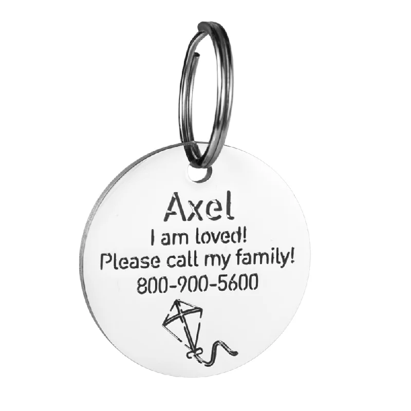 Round Dog ID Tag With Kite Icon