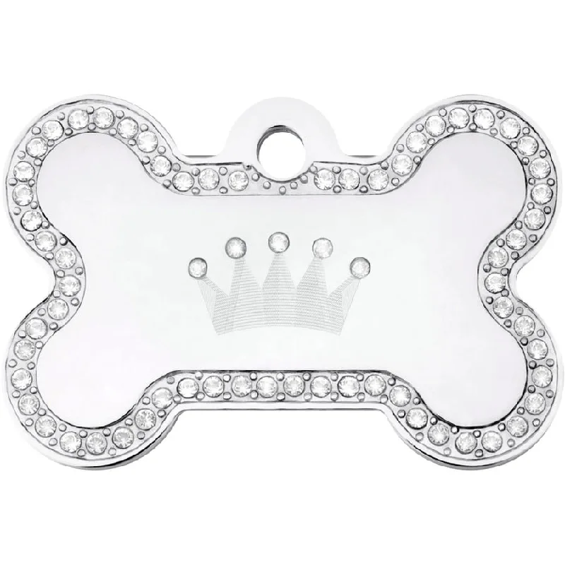 Dog Tag with Crown and Crystals