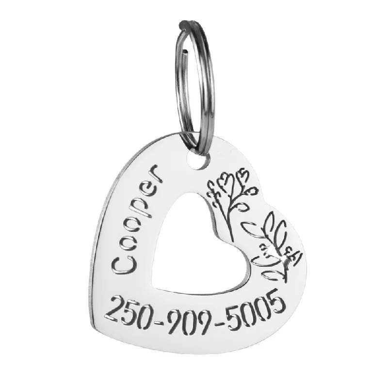 Double Heart Dog ID Tag