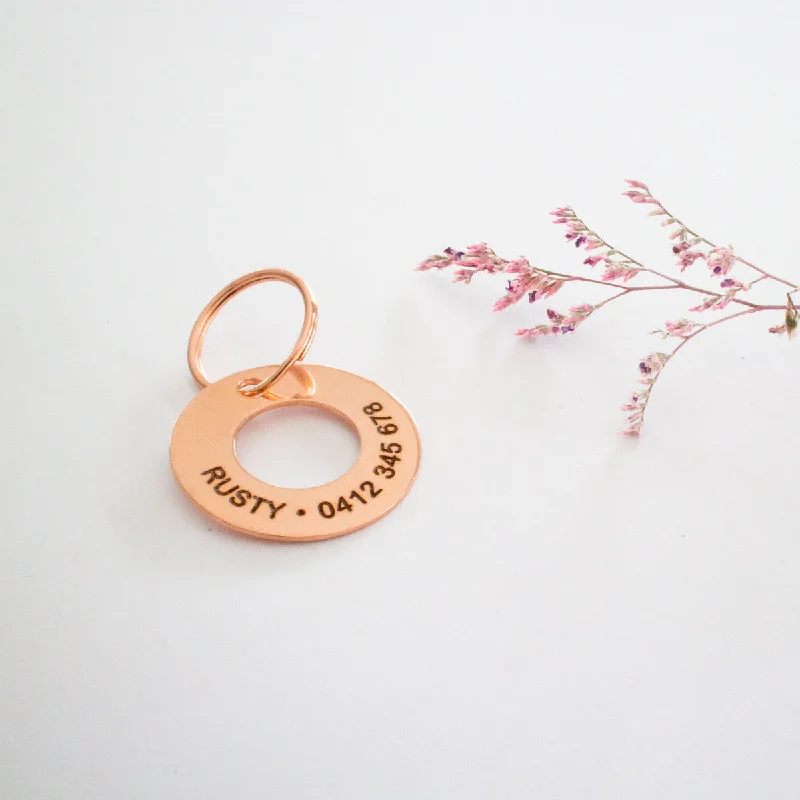 Personalised Copper Classic Ring Design Animal ID Tag