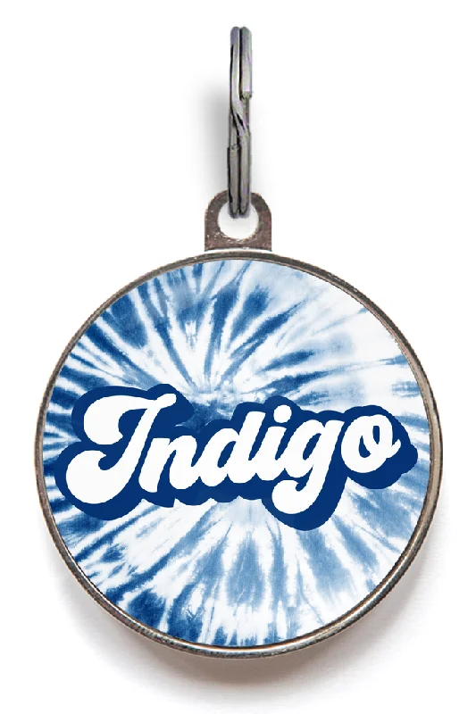 Indigo Blue Tie Dye Dog Tag