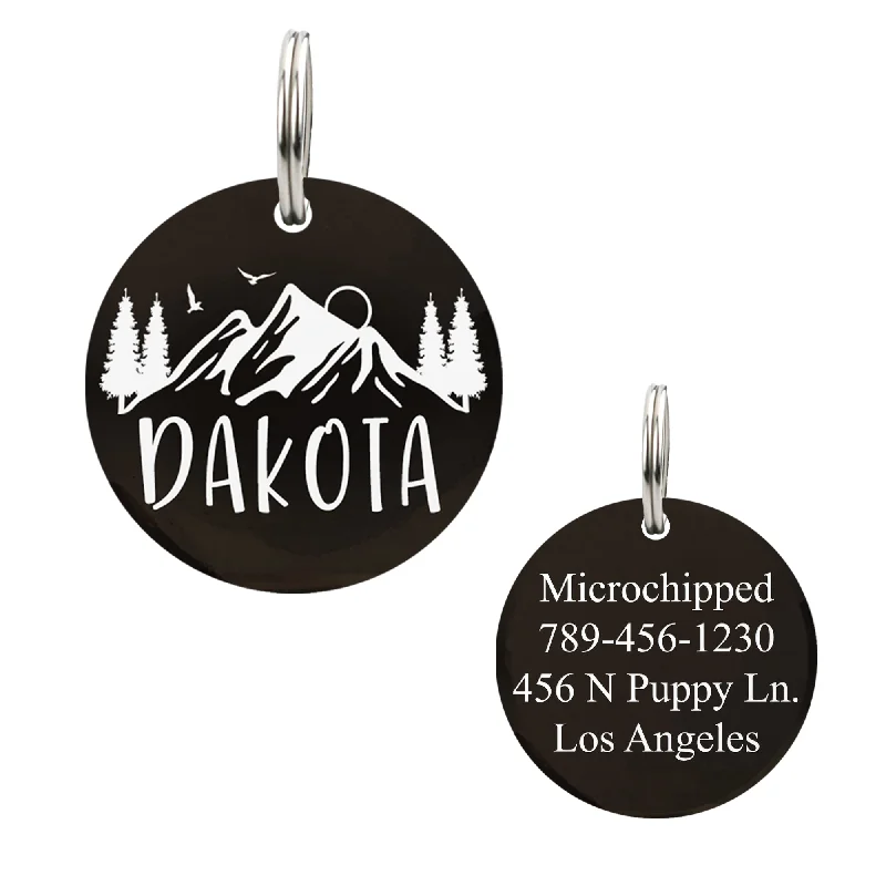 Round Shape Tag with Mountain on Top Design