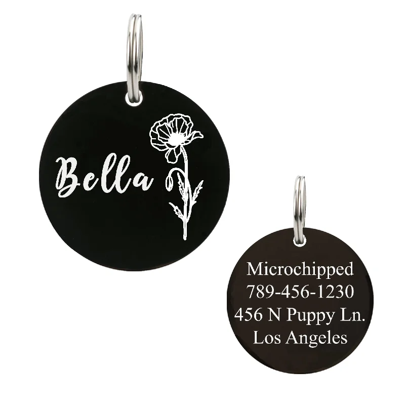 Round Shape Tag with Birth Flower Design