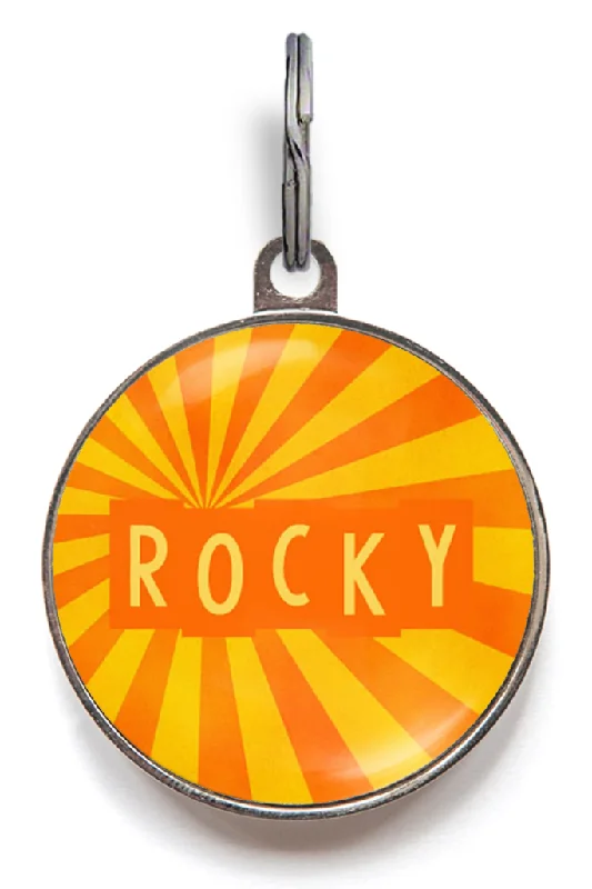 Orange Sunburst Dog ID Tag