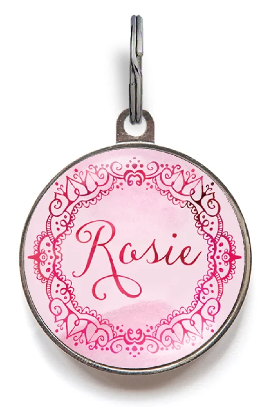 Pink Watercolour Pet Name Tag