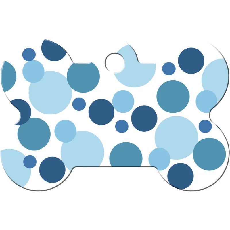 Blue Polka Dot Bone Shape Dog Tag