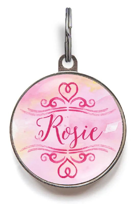 Pink Heart Pet Name Tag