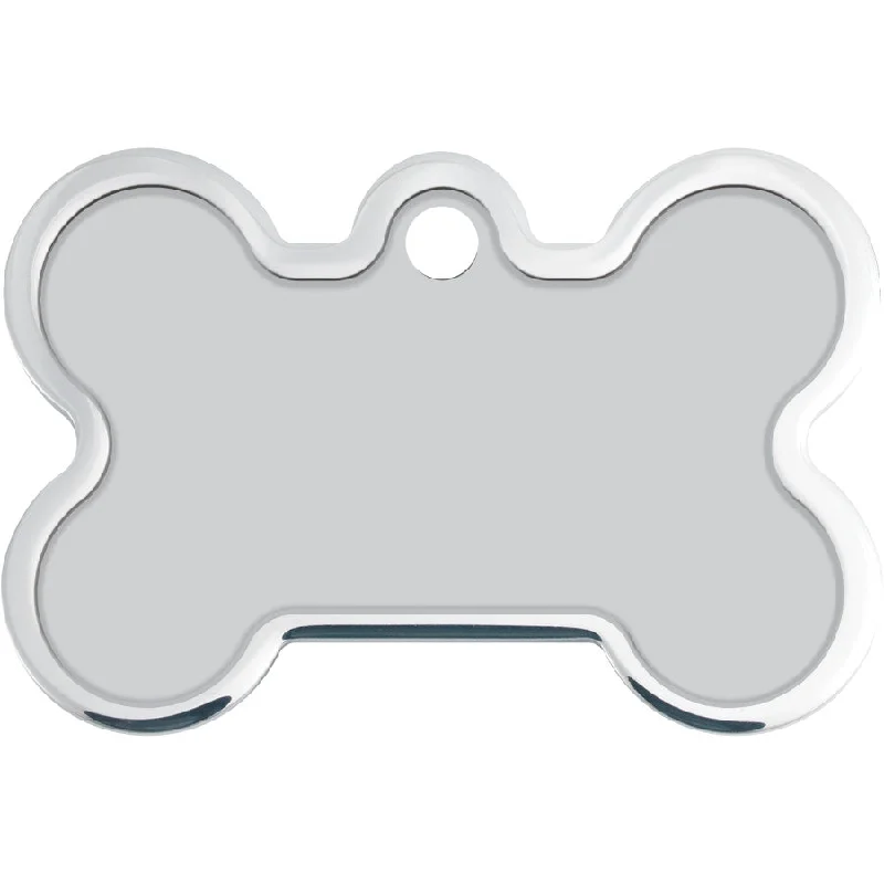 Raised Edge Silver Bone Dog Tag