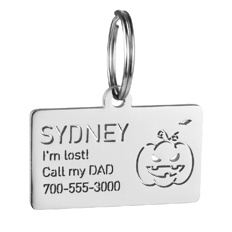 Rectangle dog id tag with pumpkin icon