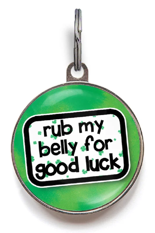 Rub My Belly For Good Luck Pet ID Tag