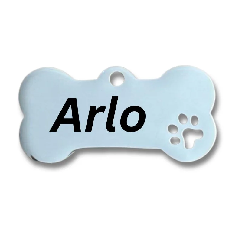 Stainless Steel Dog Name Tag Silver Bone